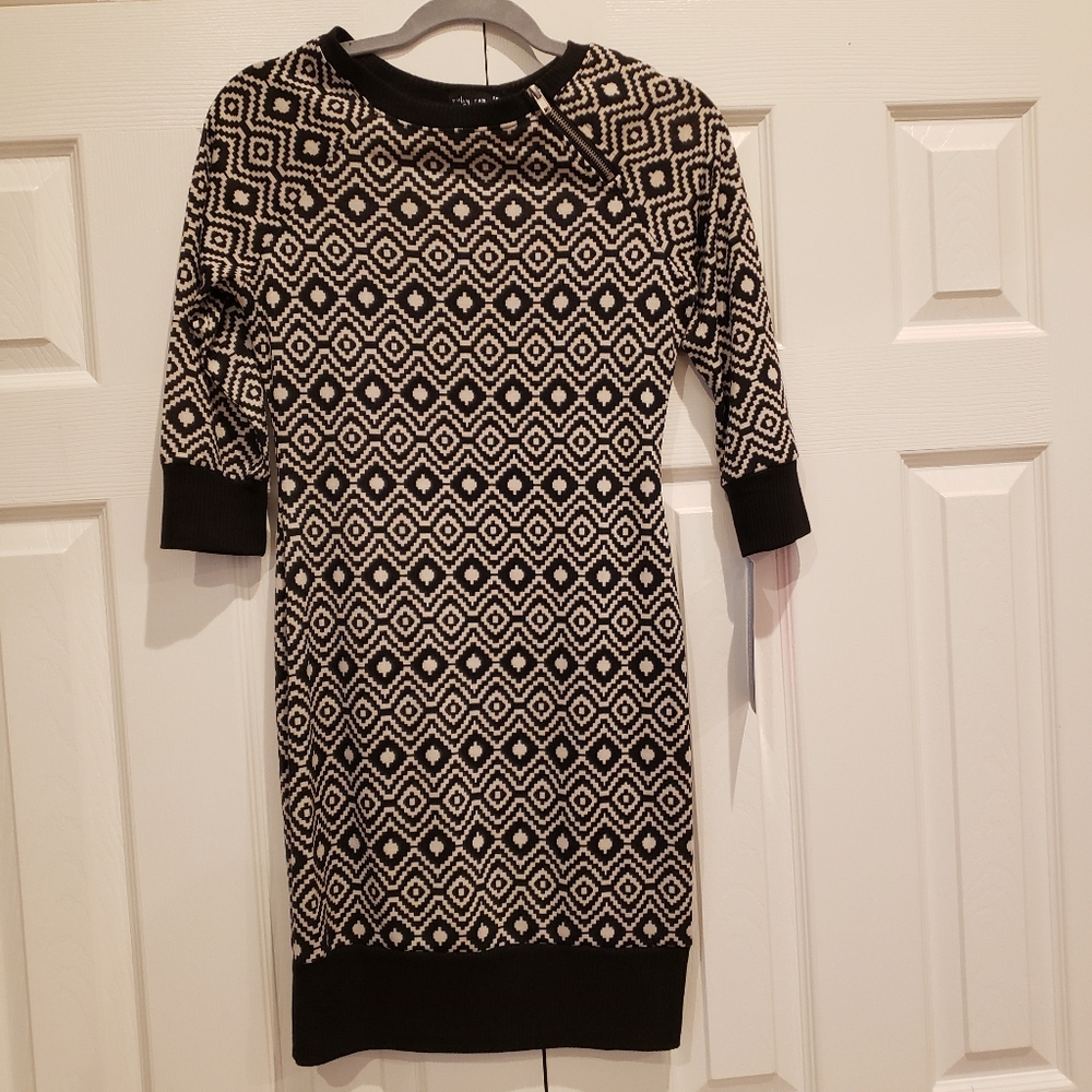 NWT RUBY ROX Black & White Short Sleeve Sweater Dress